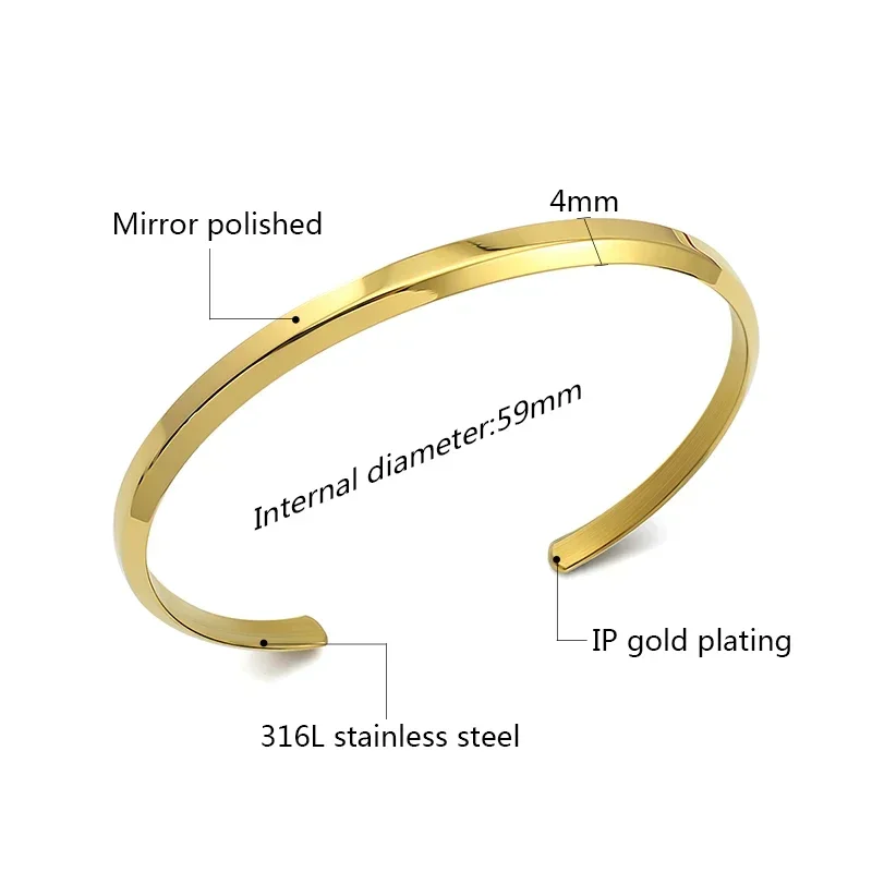 Fashion gold plated jewlery open cuff bracelet & bangle luxury bangles for friendship gift stainless steel bangle pulsera