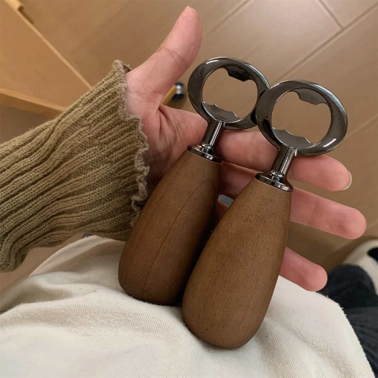 

Solid Walnut Wood Beer Bottle Opener: Unique Creative Design&Vintage Style, Durable, for Home Kitchen, Bar & Daily Use