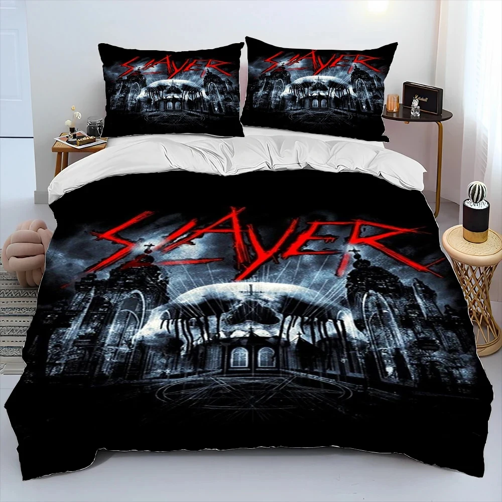 

Slayer Heavy Metal Band Music Comforter Bedding Set,Duvet Cover Bed Set Quilt Cover Pillowcase,king Queen Size Bedding Set Kids