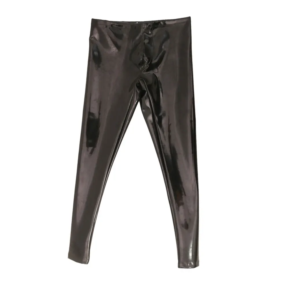 

Fashion Cloth Latex Men's PU Leather Pencil Pants PVC Shiny Sexy Tight Slim Leg Trousers Man Nightclub Punk Shaping Pants Sexy