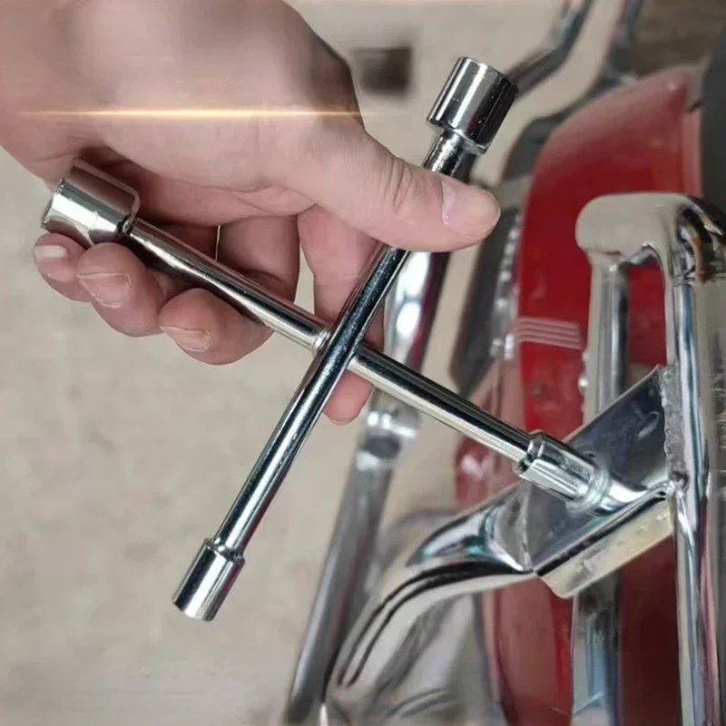 Portable Cross Wrench Trident Spanner 4 Way Universal Herringbone Hexagonal Socket Tire Wrench Multifunctional Triangular Tool