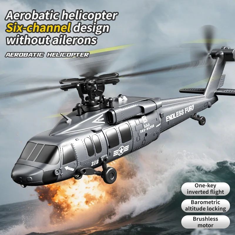 JJRC U9901 6CH Brushless RC Helicopter Black Hawk 3D Inverted Flight Optical Flow Positioning Altitude Hold Professional Drone