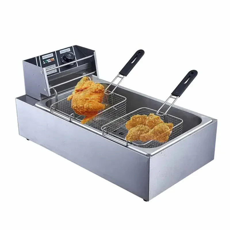 Double Cylinder Electric Fryer Special Machine For Timing Fried Chicken Rice Chips Fried Electromechanical Fryer