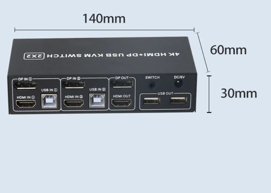 Nieuwe Dual Monitor Displayport Kvm Switch Switcher Toetsenbord Muis Converter Kvm Switcher Hdmi + Dp 2X2