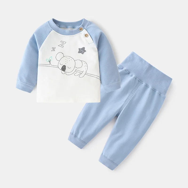 Baby's Underwear Set Children's Autumn and Winter Bottoming Autumn Clothes Raglan Printed Two-Piece Suit High Waist Long Johns