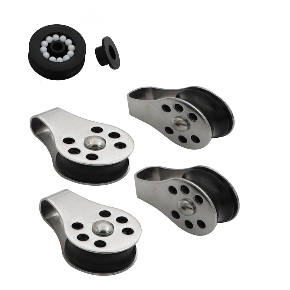 Detachable 22mm V Groove Pulley Wheel with 316 Stainless Steel Frame and High Efficiency 610 Nylon Roller for Boats
