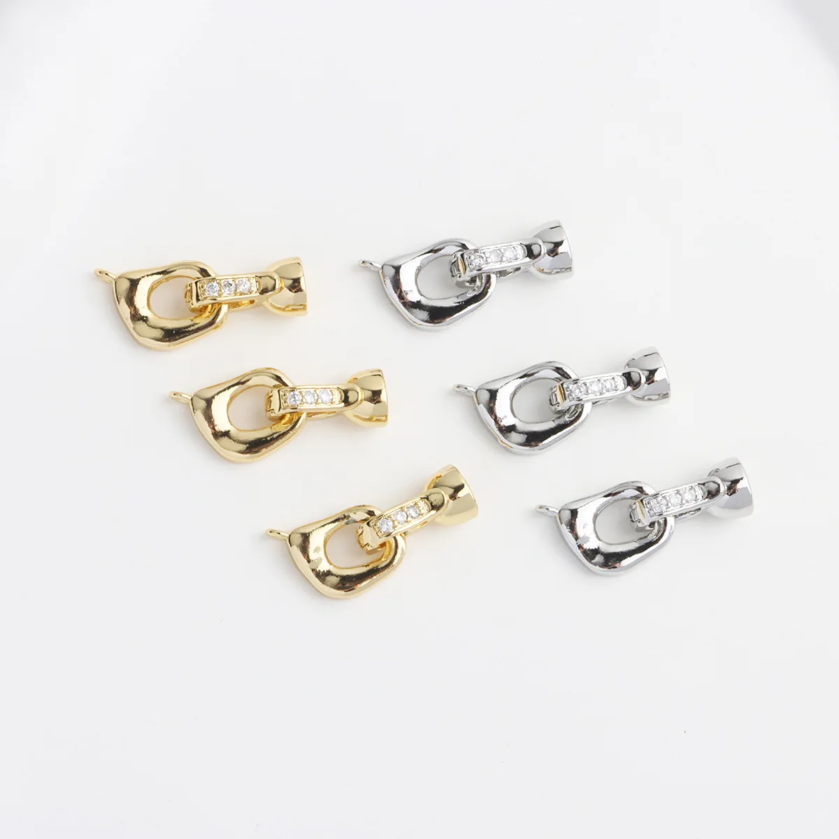 1 Piece Copper Gold-plated Irregular Square Single-breasted Pearl Necklace Bracelet Connecting Buckle DIY Jewelry Accessories