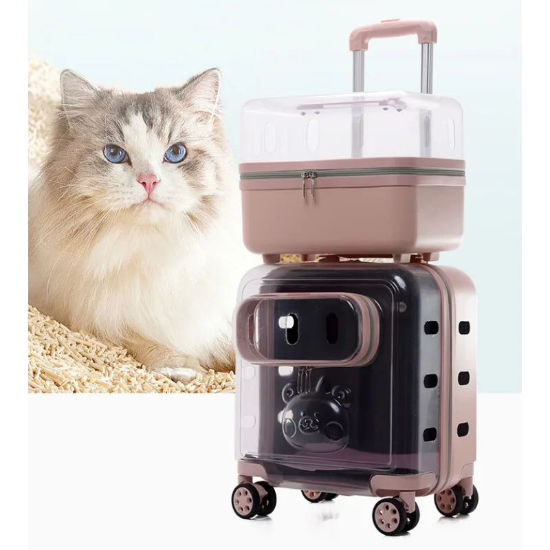 Transparent Pet Suitcase Small Cat Suitcase Spacecraft Handheld Bag Shoulder Bag Small/big Dog Pet Suitcase with Breathable Hole