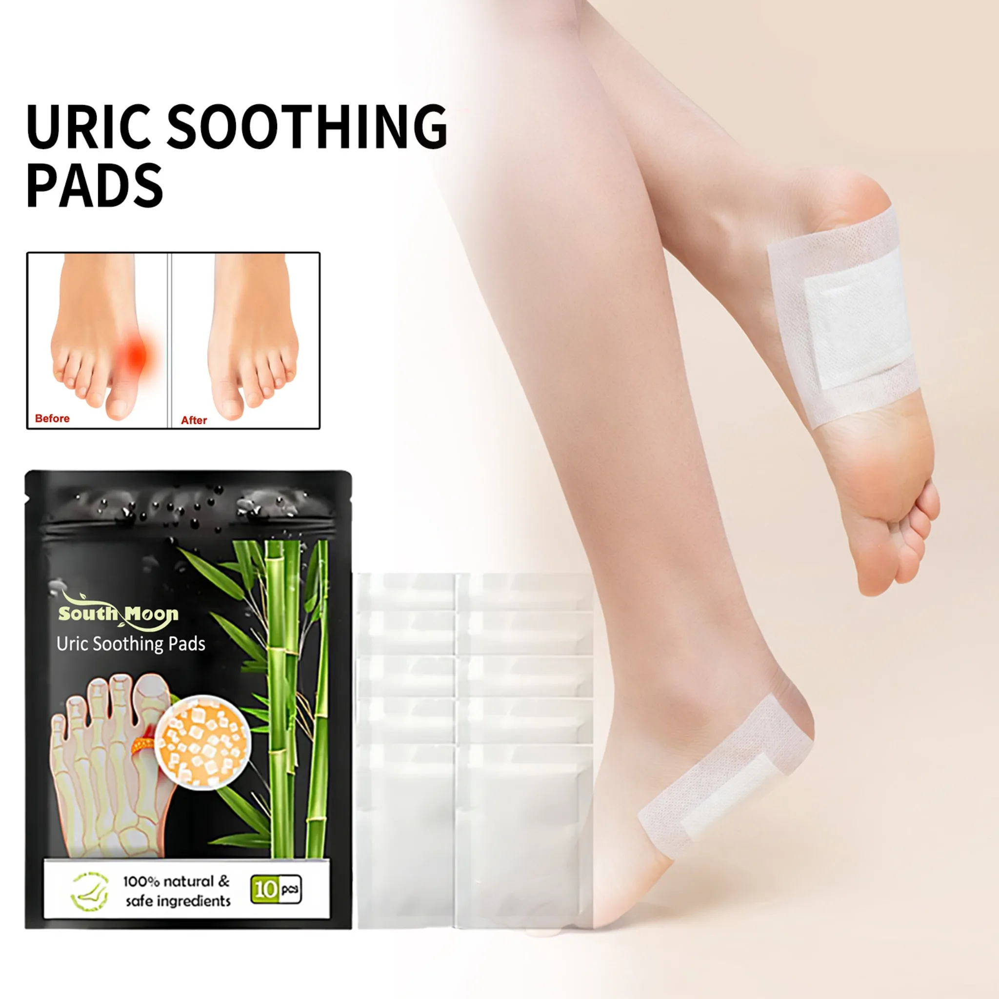 Adhesive Foot Pads – Natural Bamboo & Ginger Powder for Deep Cleaning, Moisturizing & Relaxation After Bathing