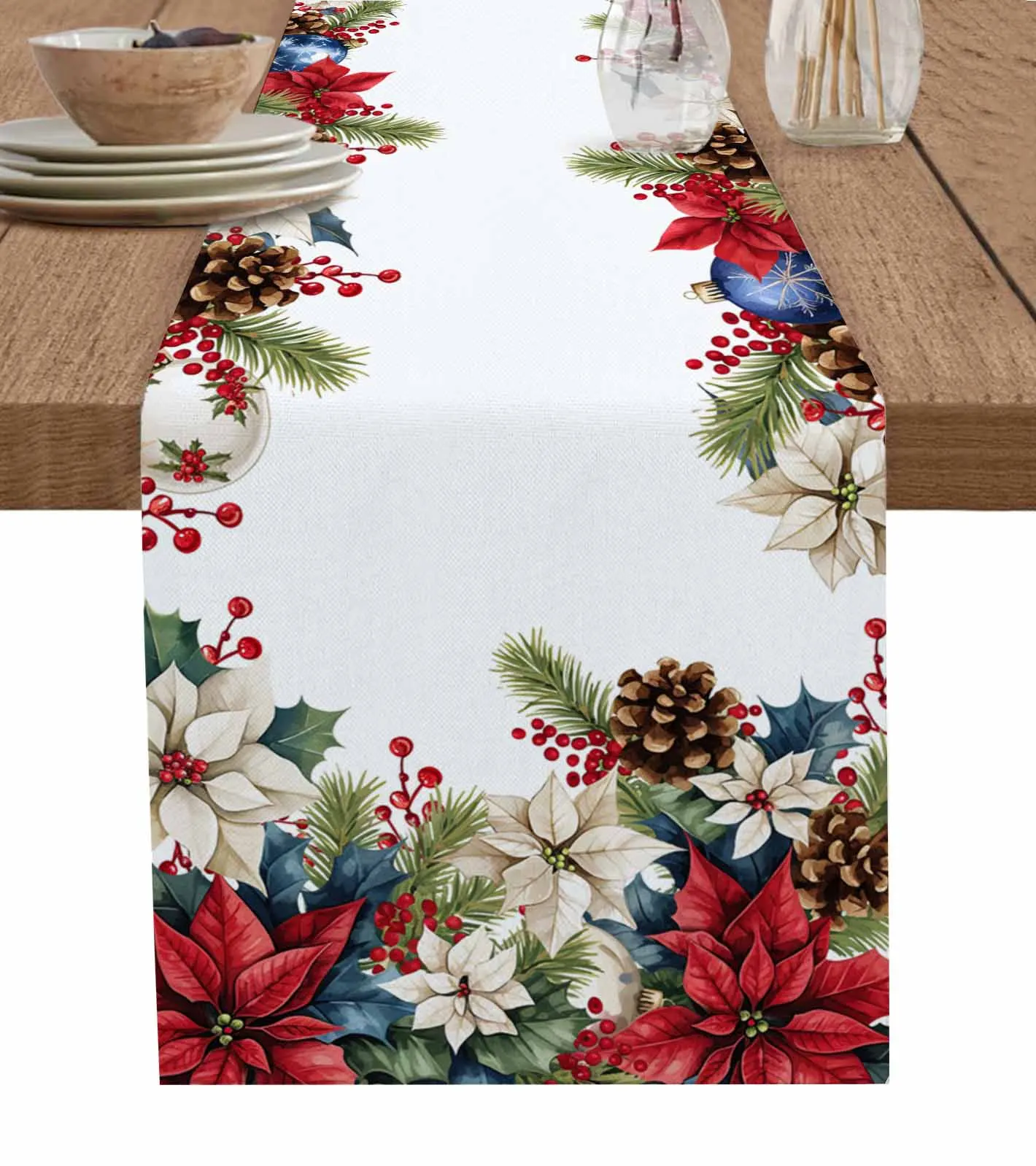 First Grade Redwood Leaves Berries  Wedding Decor Cake Tablecloth and Placemat Holiday Table Decor Table Runner