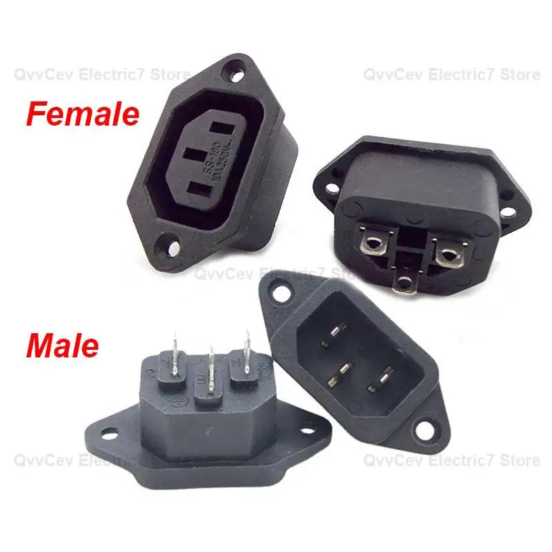 Straight Cable Connector IEC C13 C14 Socket Female Male Plug Rewirable Power Connector 3 pin AC 250V 10A