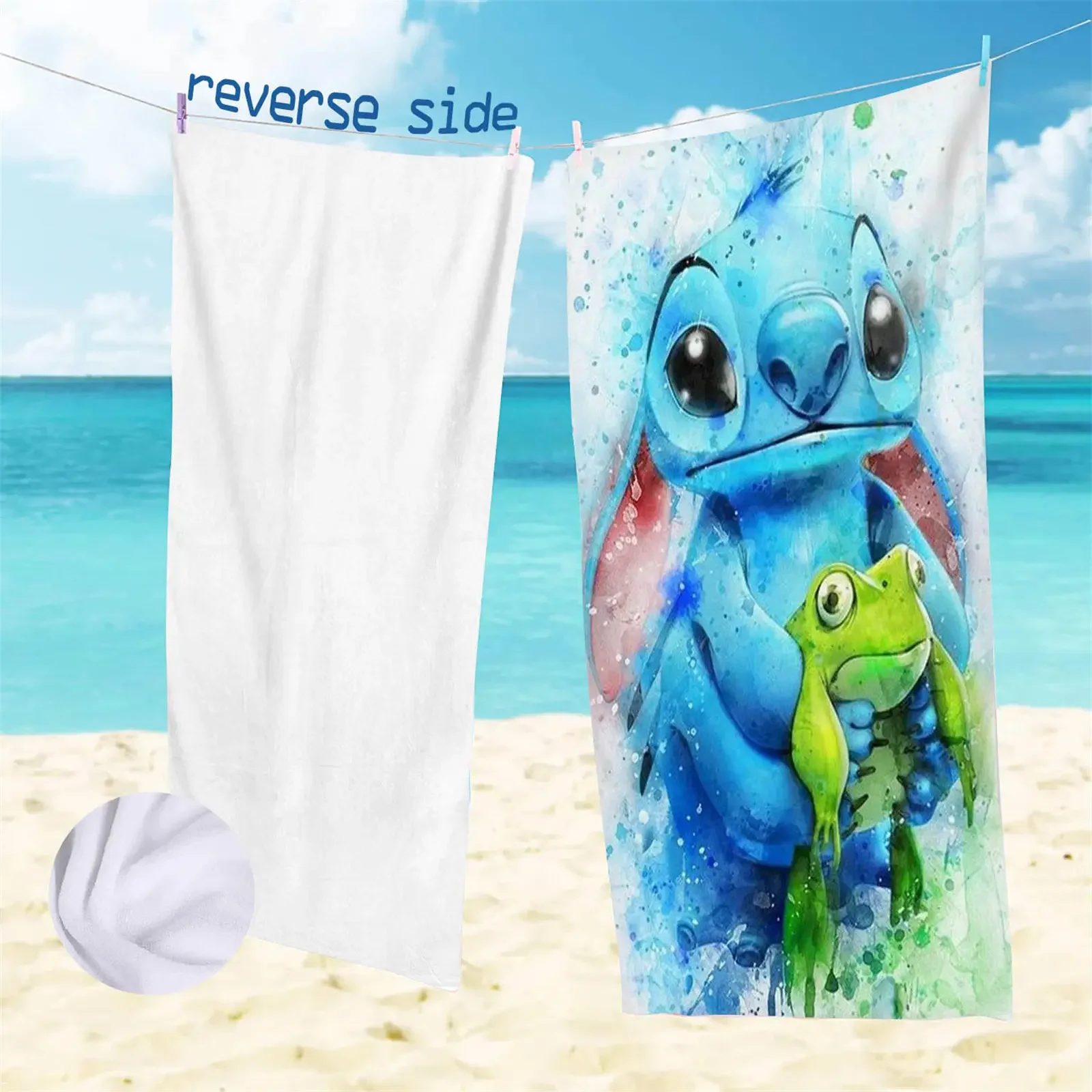 Disney 3D Print Stitch Angle Pink Bath Towels Microfiber Beach Swimming Towel Decor for Adults Kids Gift 75x150cm For Bathroom