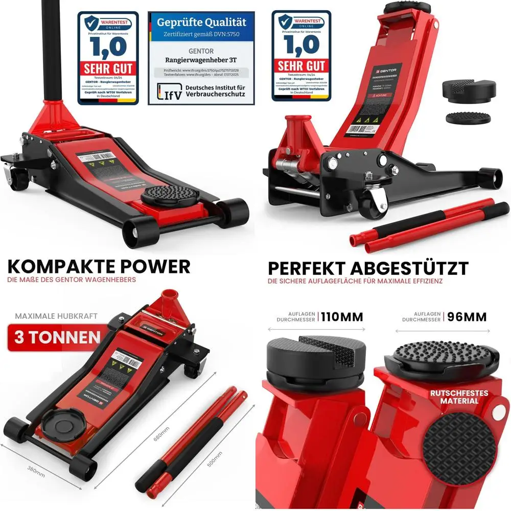 

Низкопрофильный гидравлический домкрат грузоподъемностью 3 тонны с 2 резиновыми опорами для тяжелых внедорожников