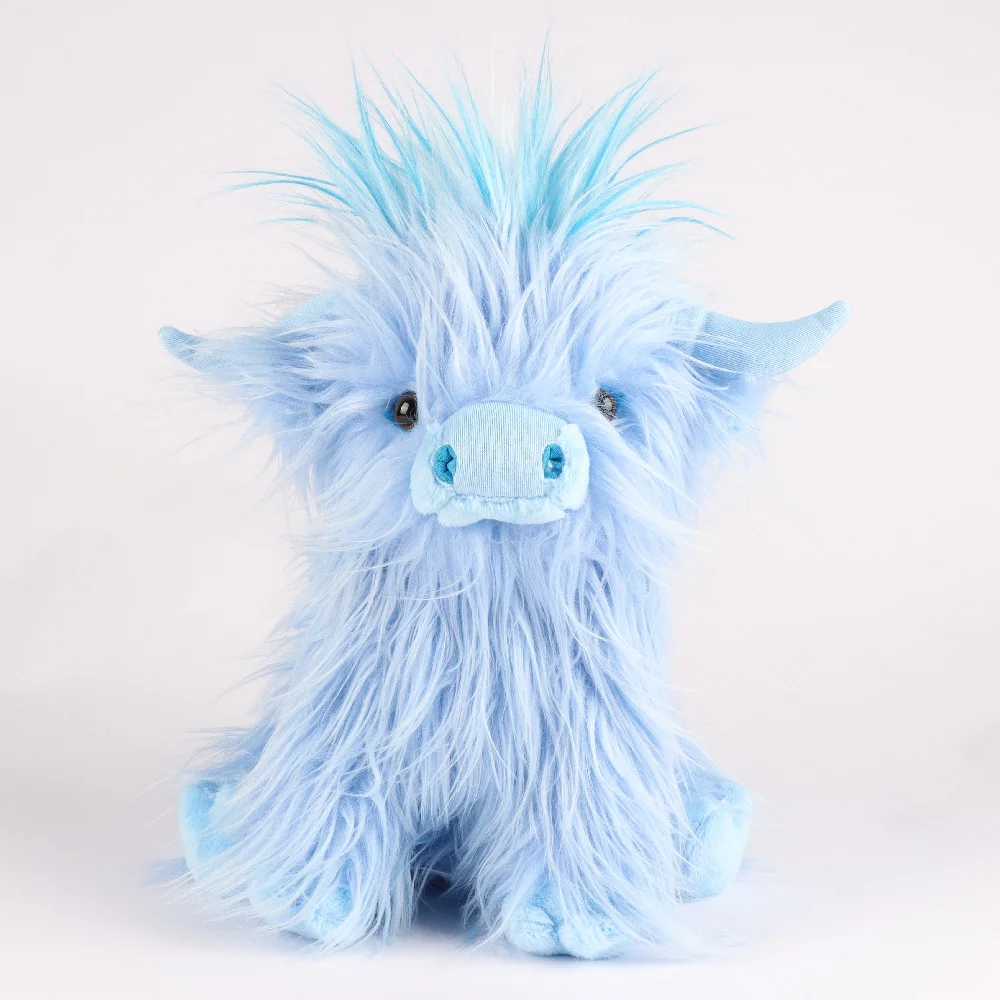 25 cm Simulation Kyloe Creme Highland Kuh Tier Plüschtier Weiche Angefüllte Highland Kuh Cattlle Plüschtier Geburtstagsgeschenk für Kinder Mädchen