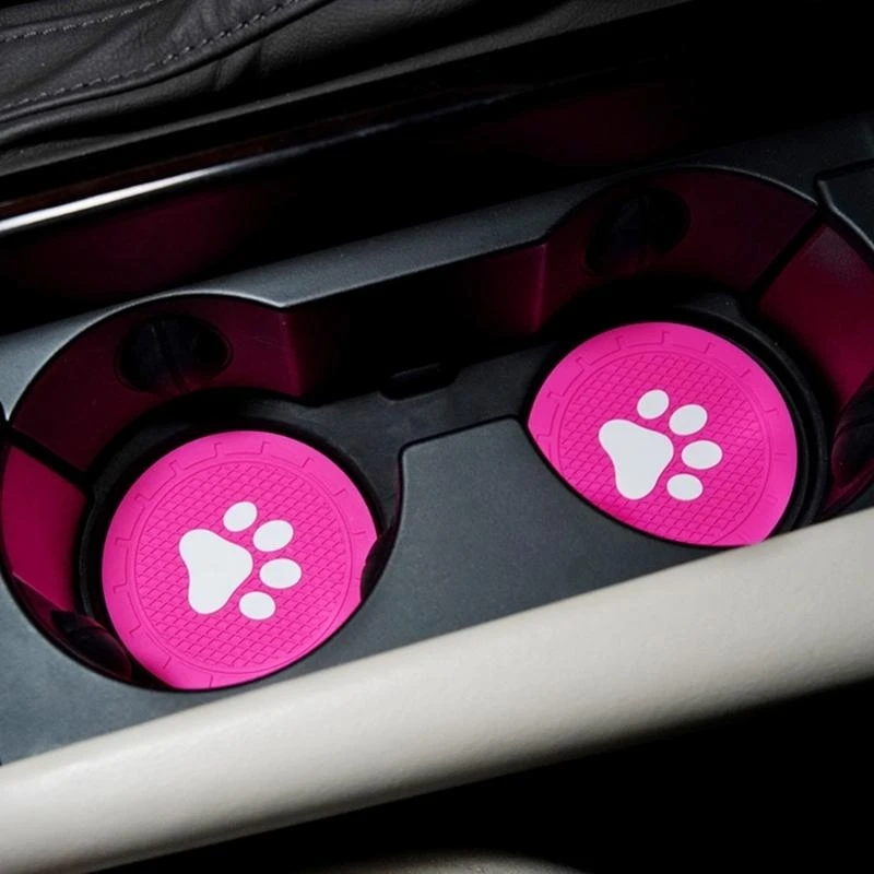 

Car Cup Holder Pad Universal Bottle Holder Insert Paw Pattern Pads Non Slip Embeded Mat Silicone Cup Holder Pad