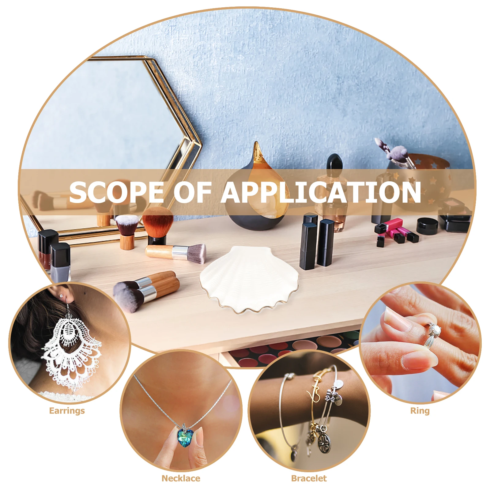 

Ceramic Jewelry Dish Trinket Tray Ring Display Stand Desktop Organizer Plate Unique Shape Design Practical Use