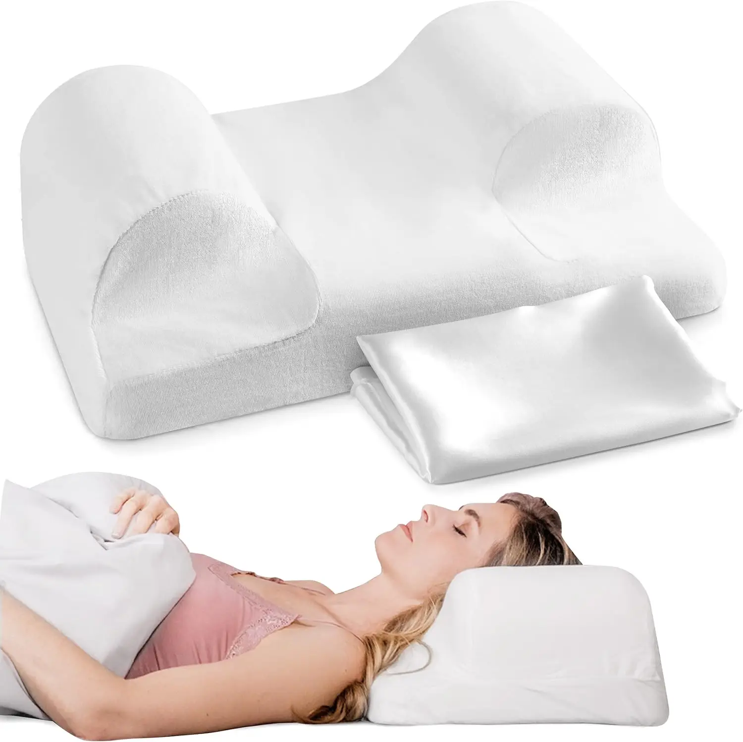 

Your Face Pillow - Contour Memory Foam Neck Support, Ergonomic Back & Shoulder Relief, Satin Case, Standard Size