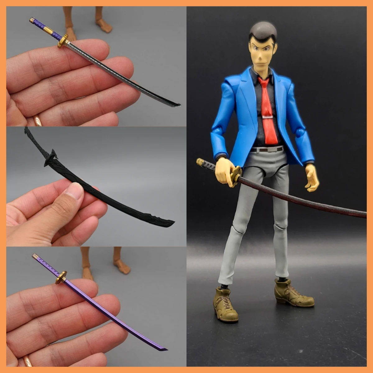Espada samurái japonesa, espada larga de samurái antiguo, Mini arma, accesorios para cuerpo de figuras de acción SHF figma romankey de 6 ", 1/12