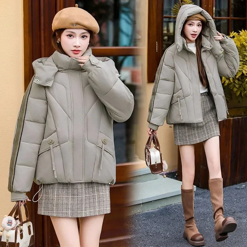 Explosions doudoune femmes Parkas 2025 hiver nouveau court chaud coton rembourré manteau femme vêtements d'extérieur à capuche mode pardessus hauts