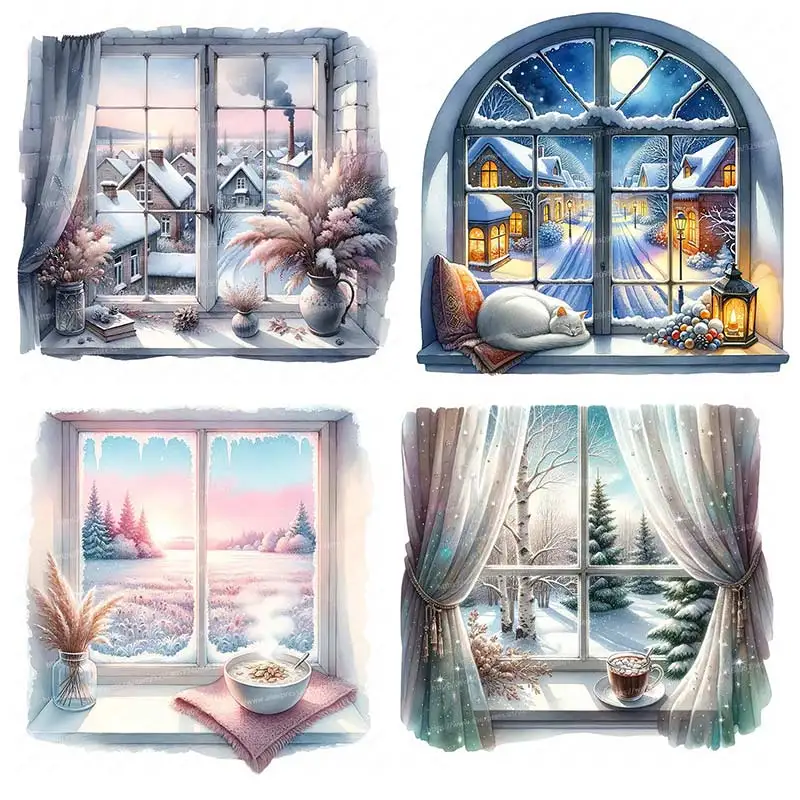 

ПВХ наклейка окно зимний вид S459