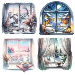 Winter Simulation Window Wall Sticker Kids Room Bedroom Home Decoration Wallpaper Background Decor Self Adhesive Decals S459