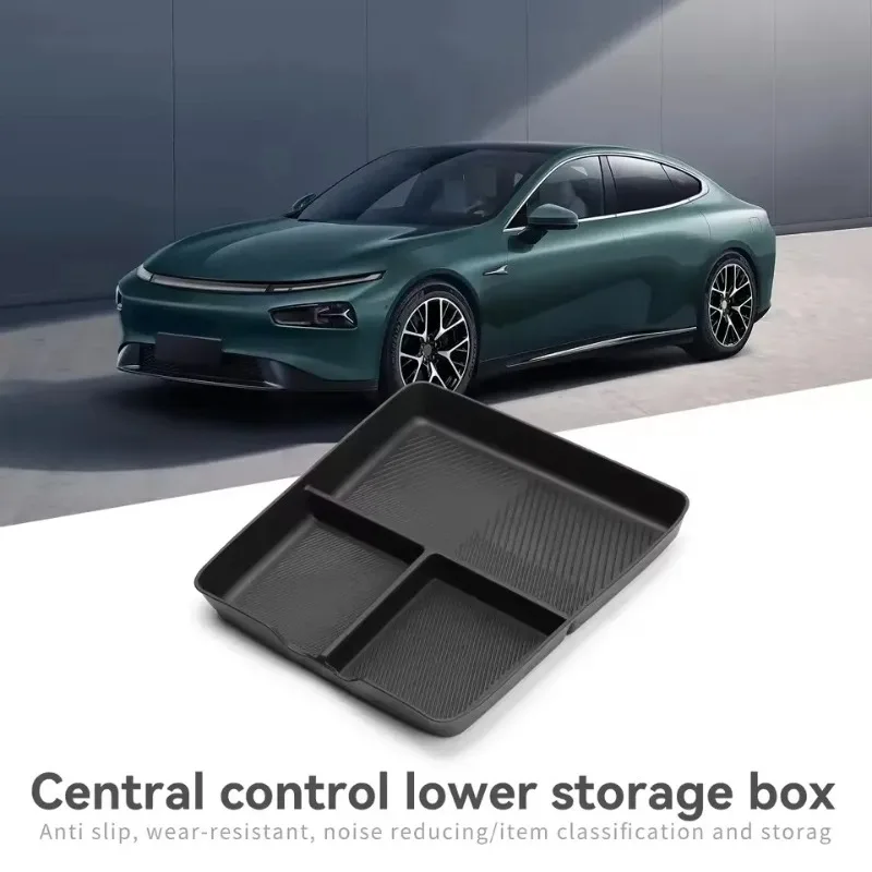 ل Xpeng P7i 2023 2024 وحدة التحكم المركزية صندوق تخزين سفلي منظم صينية السيارة اكسسوارات ترتيب ، قطع غيار السيارات