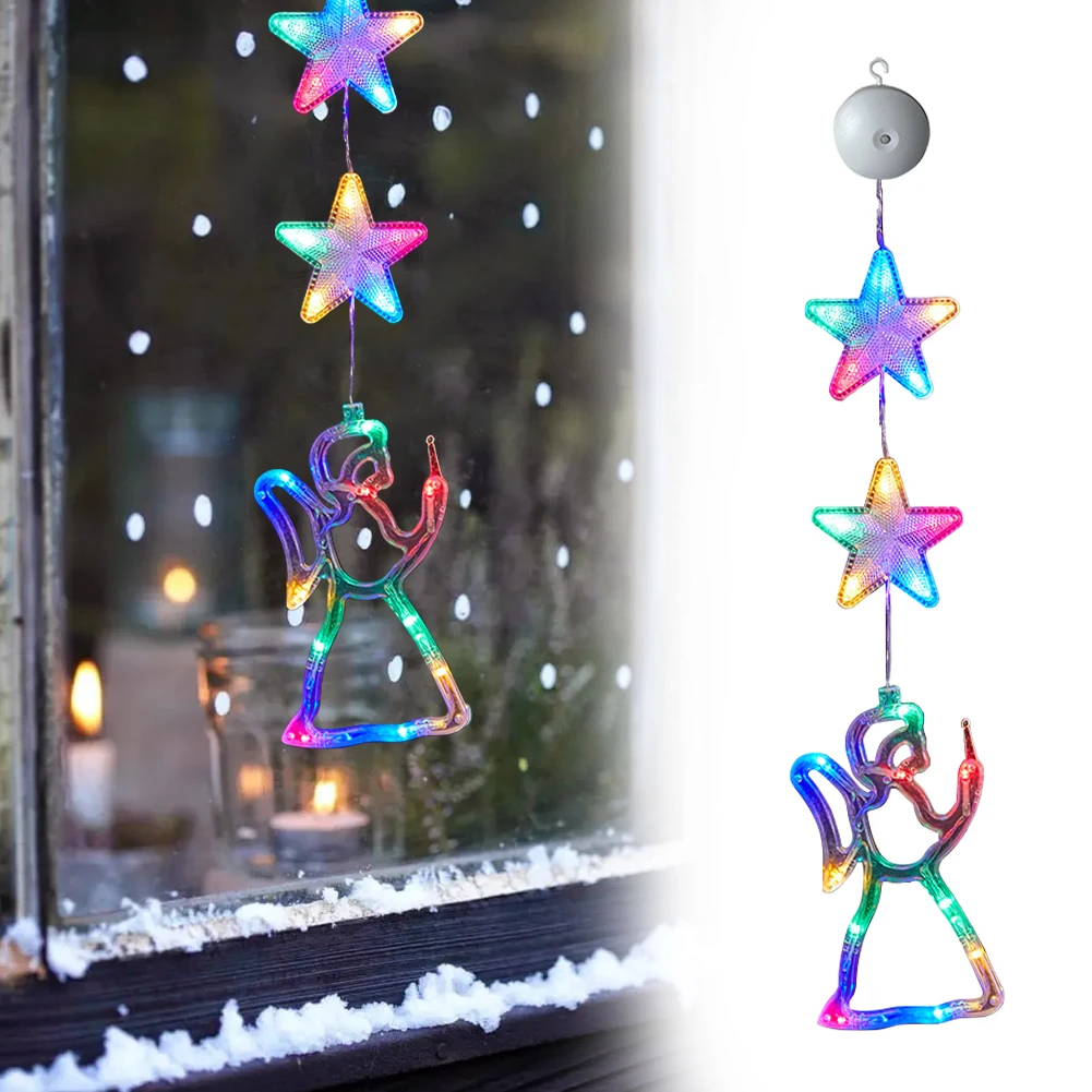 

3 Pack Christmas Window Hanging Light Multicolor LED Sucker Lamp Battery Operated with Suction Cup for Xmas Tree Fireplace Decor