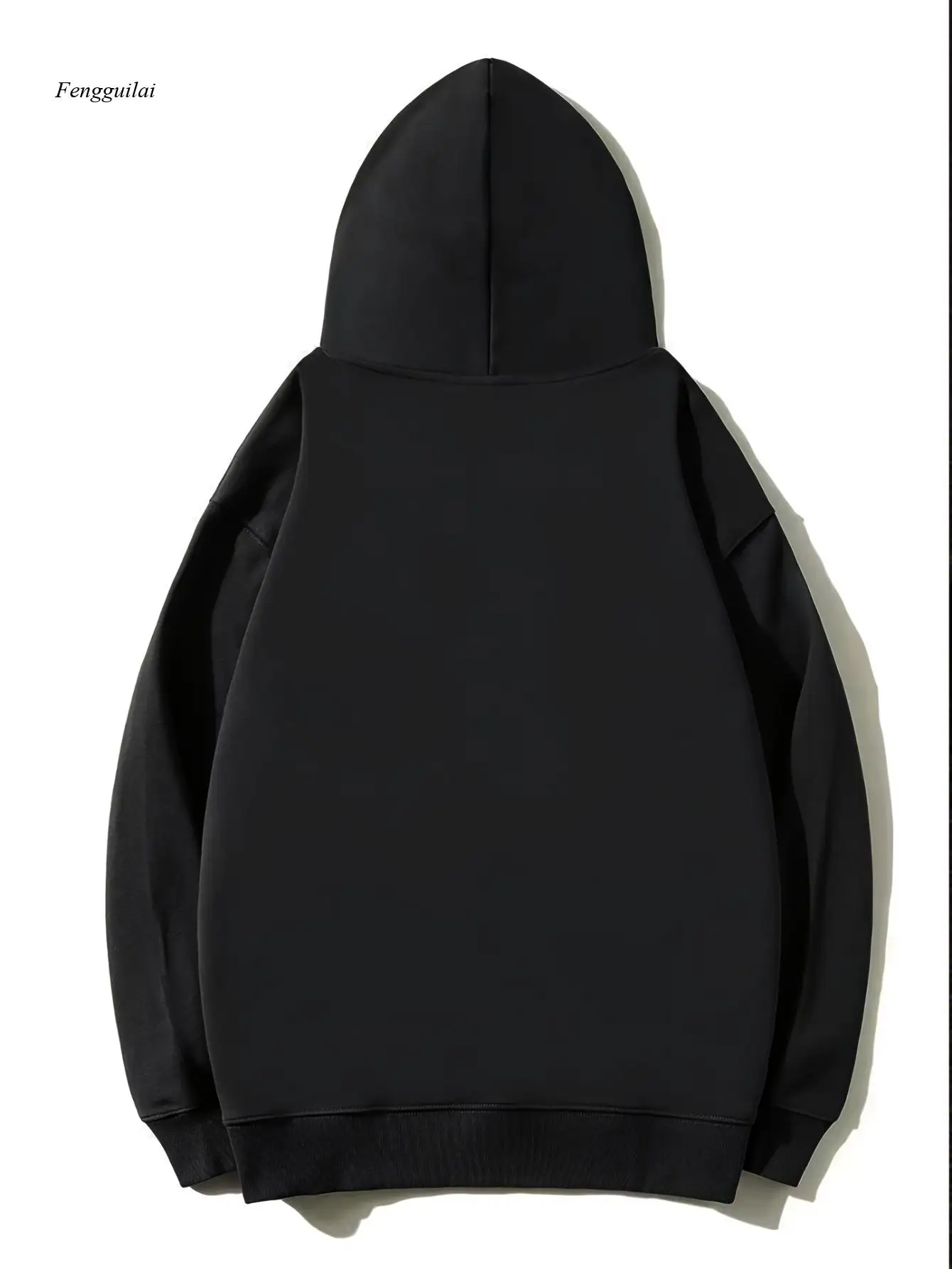 Bluza z kapturem w stylu heavy street style |   Cienka bluza z długim rękawem na wiosnę i jesień - czarna bluza w dużym rozmiarze