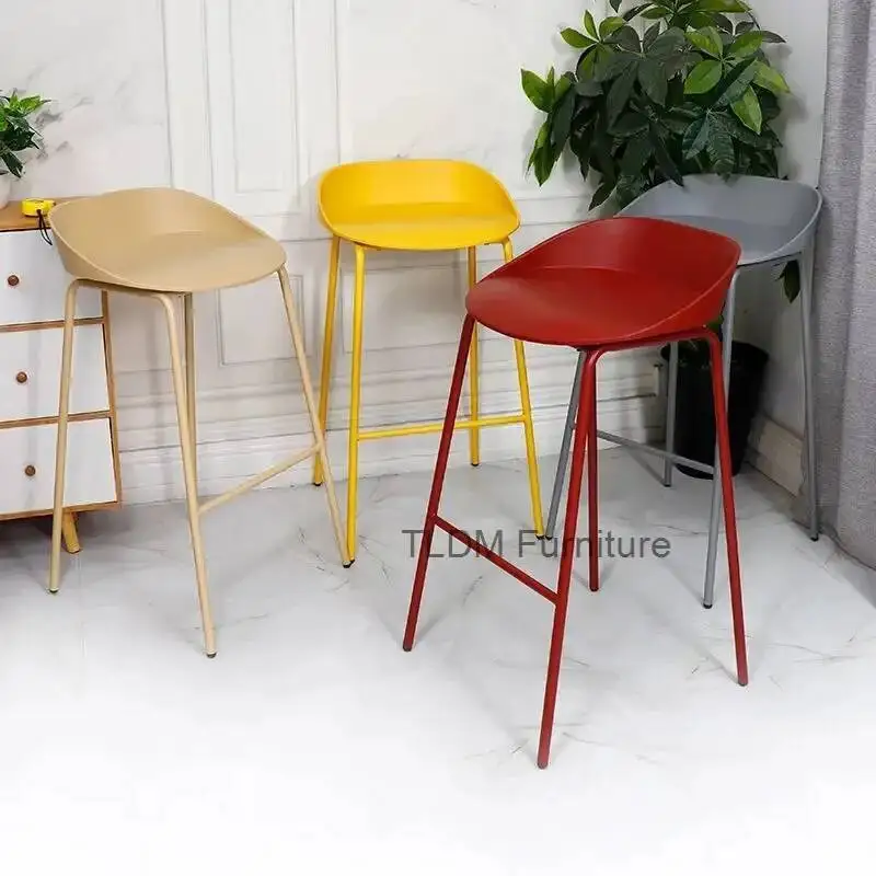 

Nordic Bar Stool Bar High Chair Light Luxury Iron Bar Front Desk Chair Outdoor Leisure High Stools Home Restaurant Island Chairs