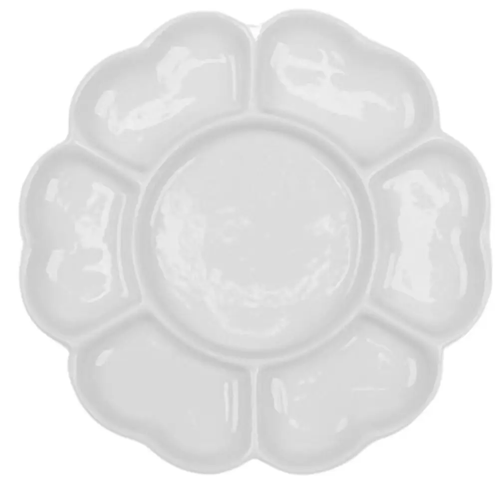 Multiple Uses 6/7/8/9 Grids Ceramic Paint Palette Portable Reusable Porcelain Palette Durable White Mixing Colour Tray Painting