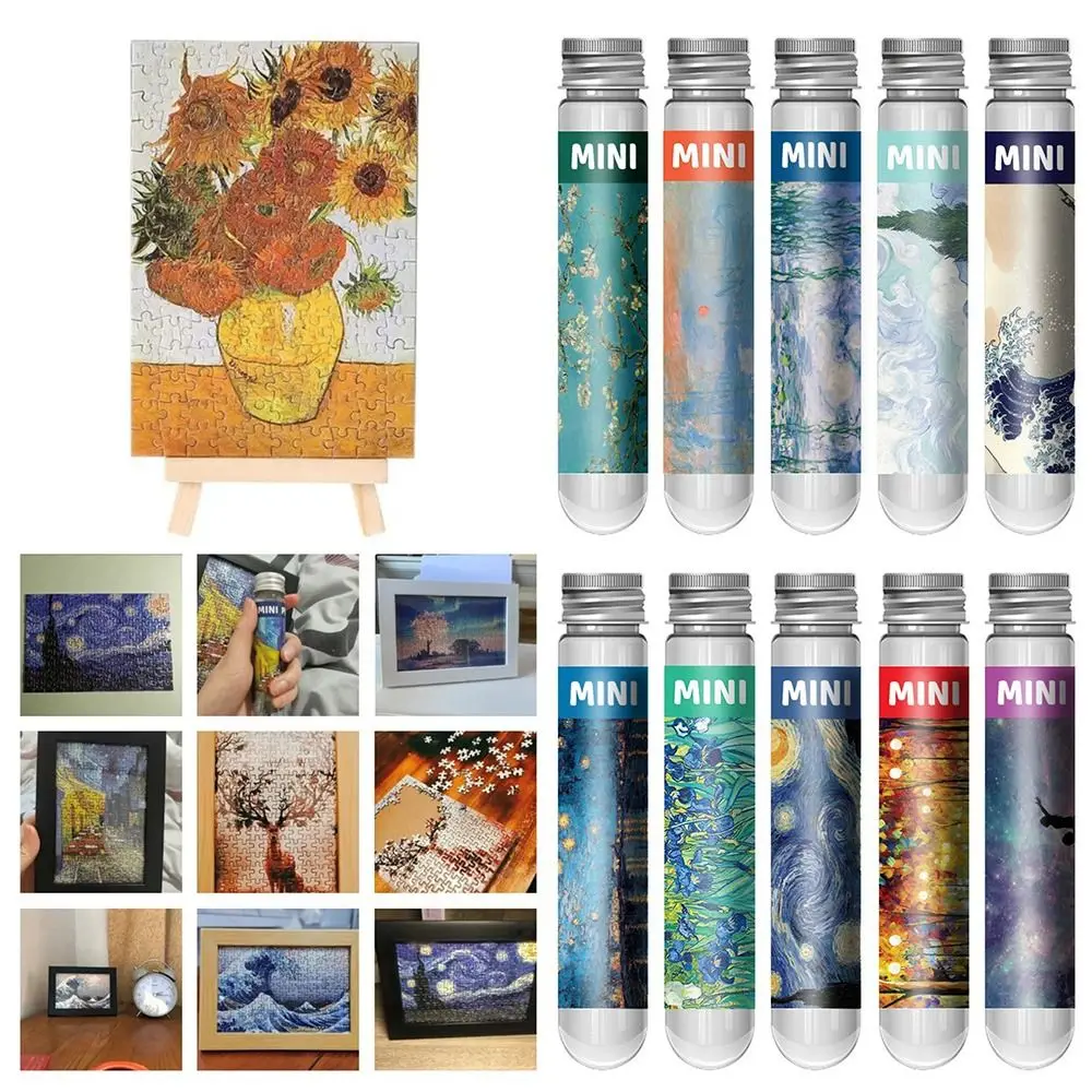 150PCS/Set Creative Oil Painting Jigsaw Puzzles Mini Gifts Oil Painting Jigsaw Test Tube Decompression Game Adult Children