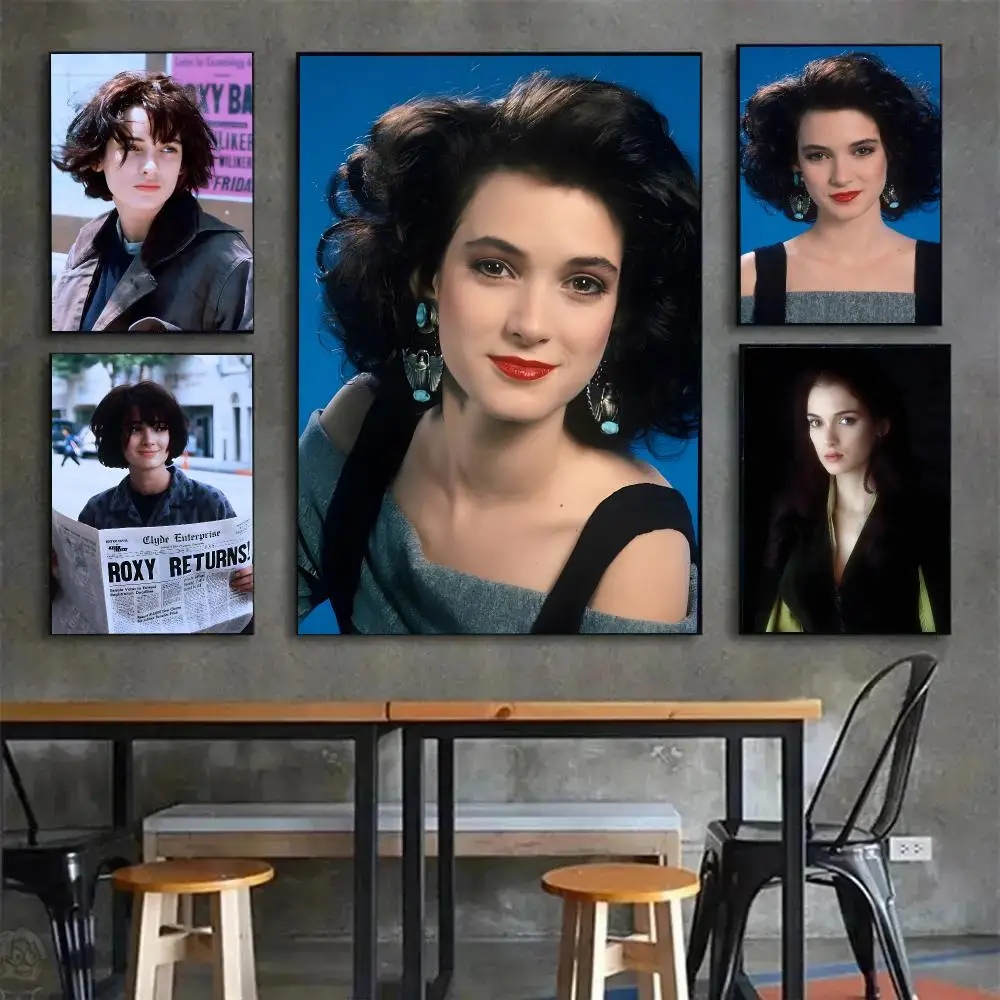 Actor Celebrity Winona Ryder Poster Painting Wall Art Mural for Living Room Home Decor and Gifts