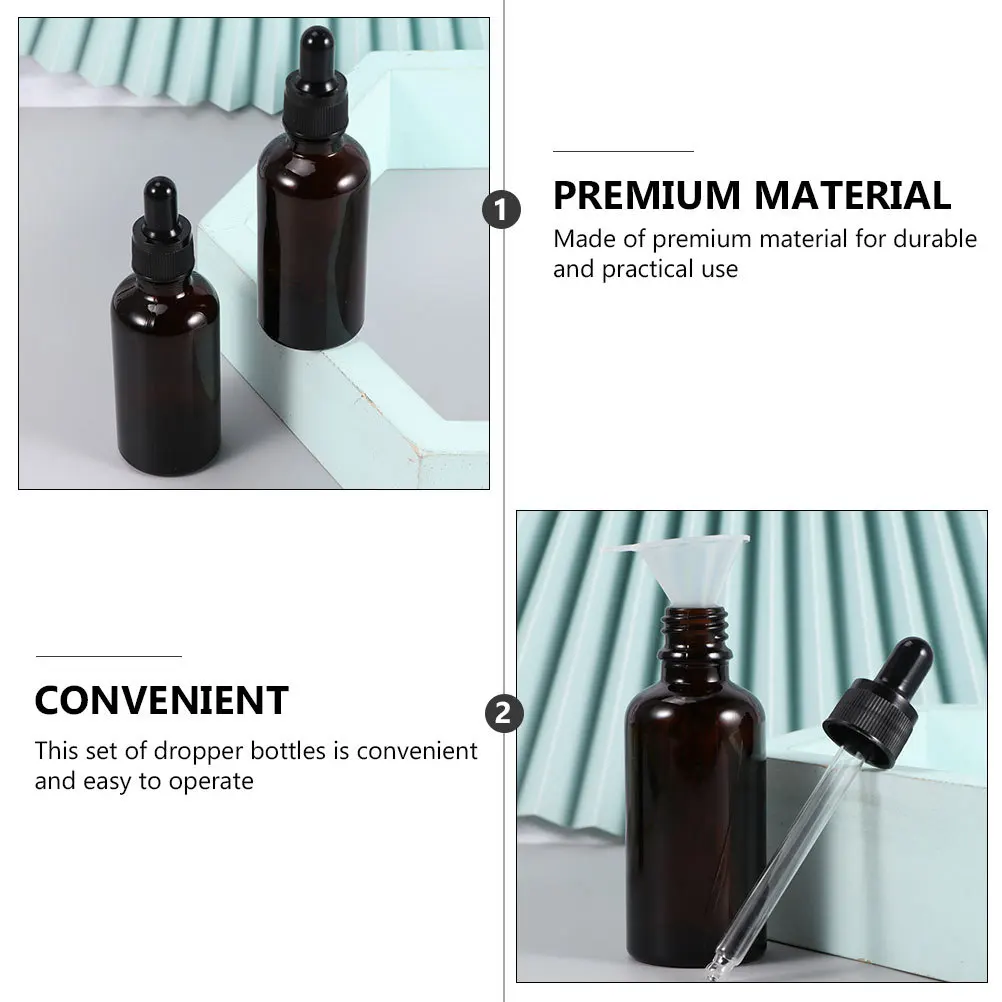 7 pçs garrafas conta-gotas cor escura hermética cabeça de silicone recarregável garrafas de óleo essencial viagem armazenamento de medicina reutilizável