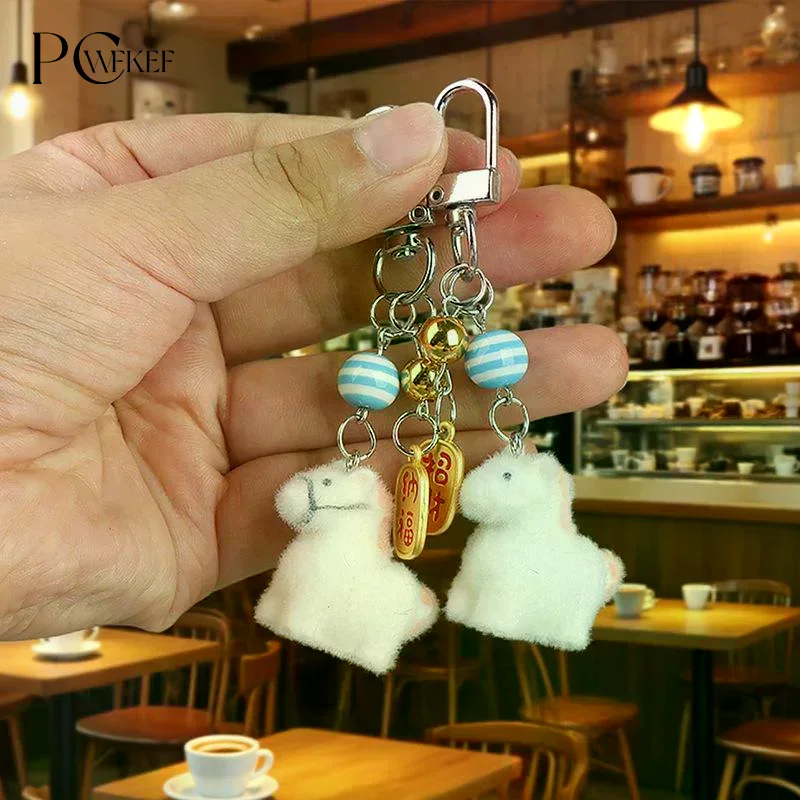 

Милый мультяшный брелок-подвеска в виде животного (лошадь) из флокированной ткани, украшение для сумки, наушников, автомобильных ключей, подарок на Новый год