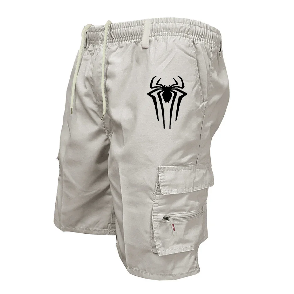 Herren Cargo-Shorts mit Spinnenmuster, Outdoor-Overalls, elastische Taille, Radlerhose, Multi-Pocket, lockere Arbeitshose, Strand- und Sportshorts – Detail 6
