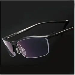 HDCRAFTER Titanium Eyeglasses Optical Glasses Frame with Anti Blue Light Lens Men Prescription Semi-Rimless Spectacles Computer