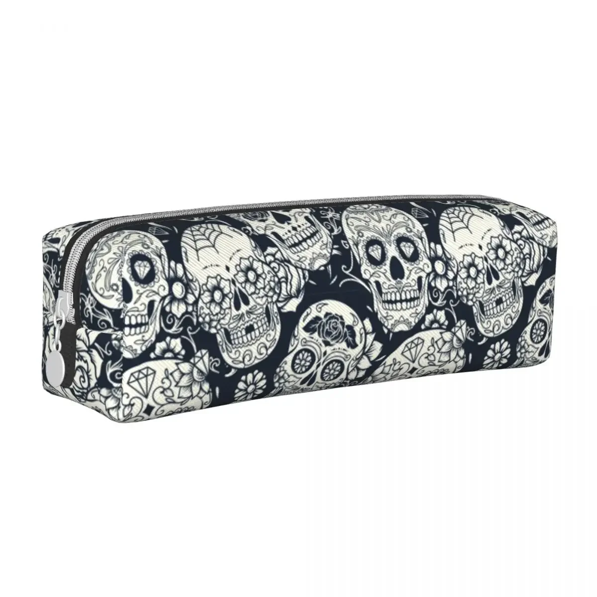 Estuches de lápices florales con calavera de azúcar creativa, caja de lápices del Día de los muertos, Portalápices para estudiantes, bolsa para estudiantes, regalo escolar, papelería