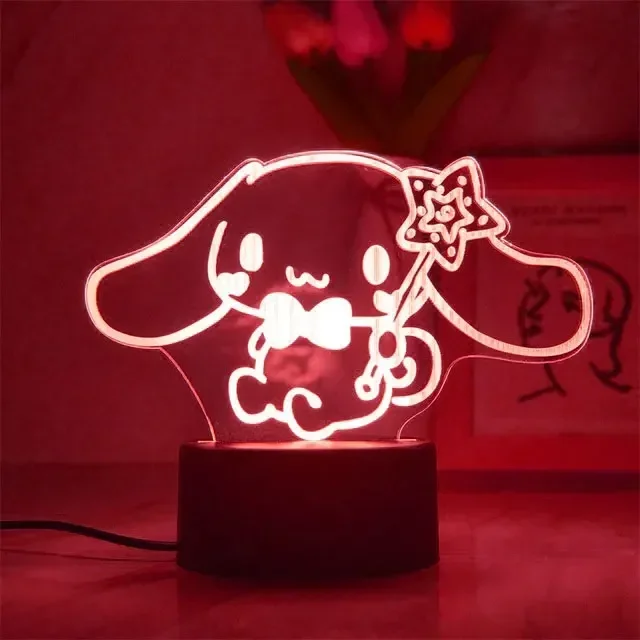 Kawaii Sanrio Hello Kitty My Melody Kuromi Cinnamoroll Toys Anime Figure 3D Night Light Girl Atmosphere Lamp for Room Decoration