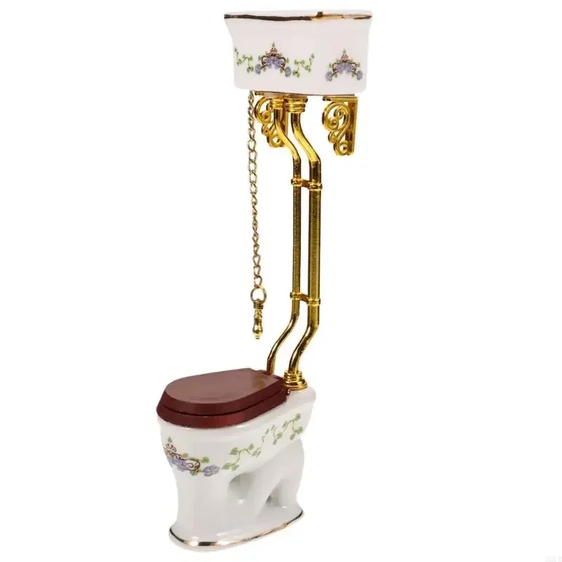 

Мини-керамический туалет для кукольных домиков, ванная комната, масштаб 1/12, миниатюрная модель мебели с детальным дизайном