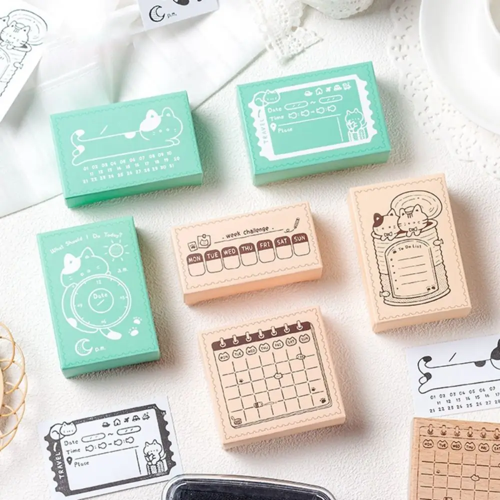 

Меморандум, коробка для прицела, деревянное ассорти, штамп, сделай сам, скрапбук, кошка, узор, расписание, печать, ежедневная печать, штамп