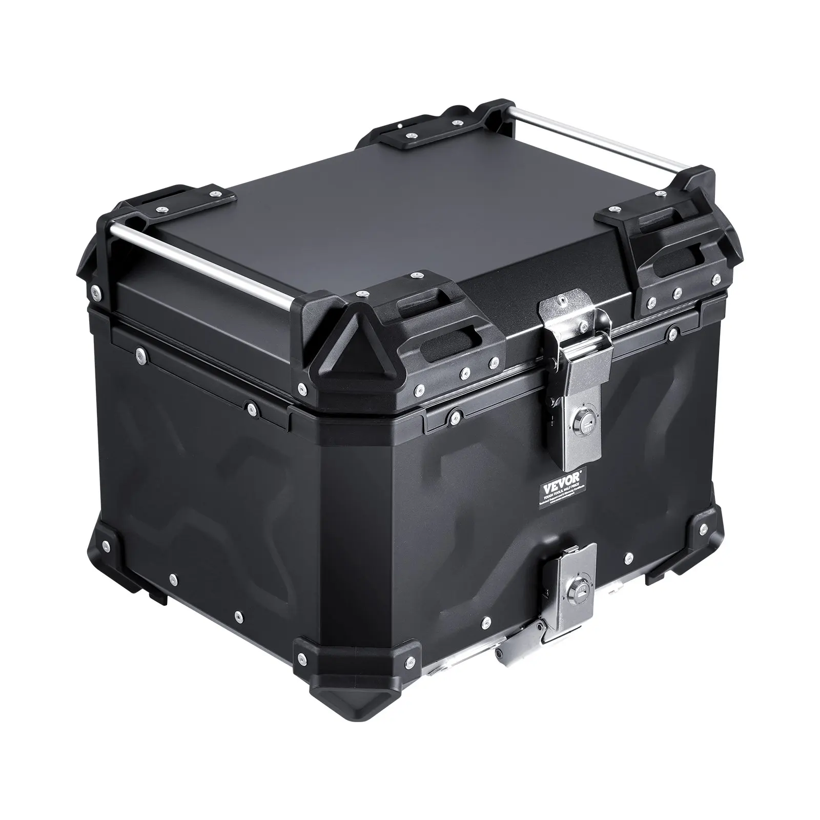 

Motorcycle Top Case, Universal Aluminum Alloy Motorbike Tail Box With Leather Lining, 45L Waterproof Detachable Motorcycle Top