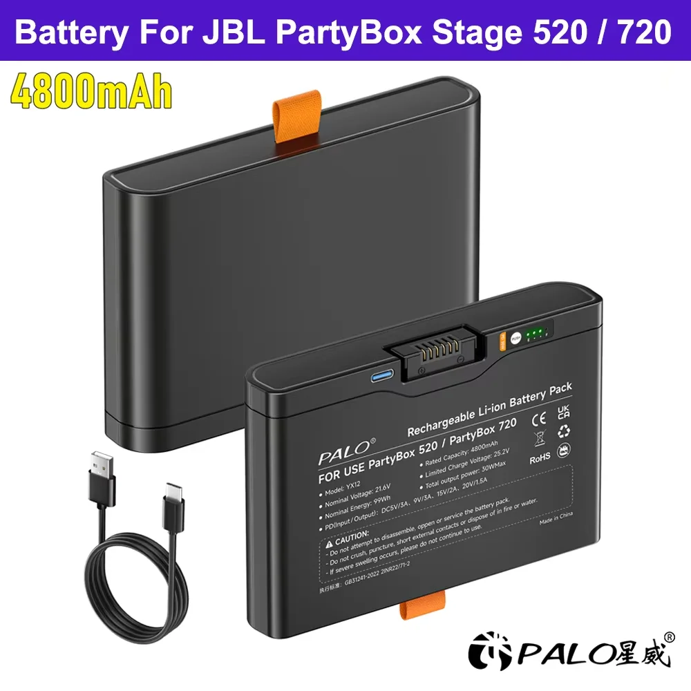 PALO 21.6V Replacement Battery for JBL Partybox 520 Partybox 720 BOOMBOX 4 Bluetooth Speaker with TYPE-C PD Fast Charging Port