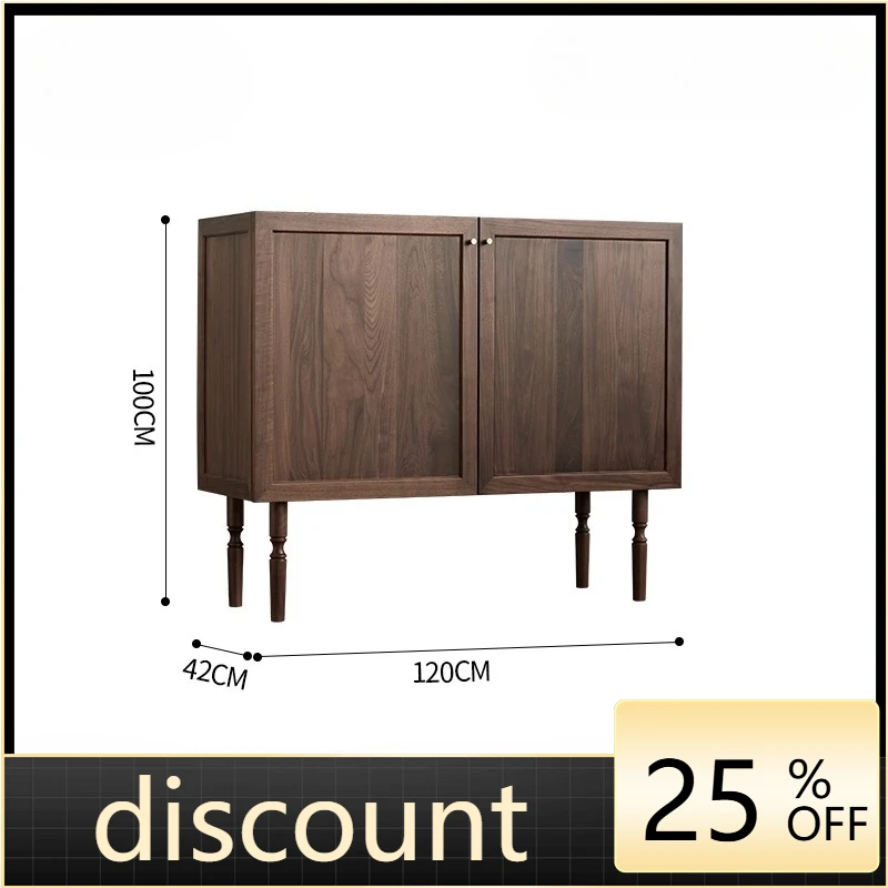 

LMM living room Nordic retro storage locker chest black walnut solid wood furniture