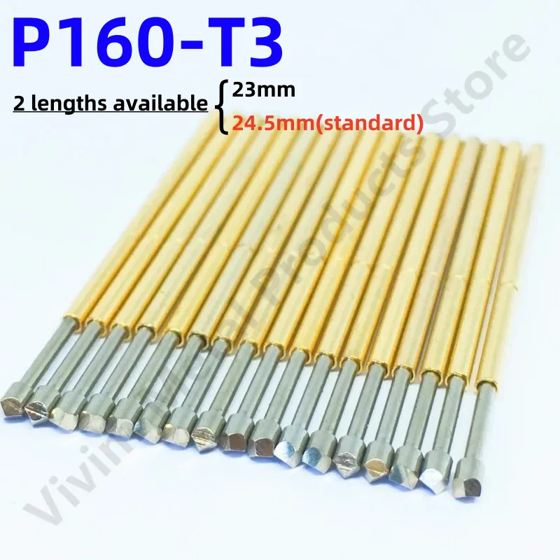 20/100PCS P160-T3 Spring Test Probe Test Pin Pogo Pin Nickel Plated Pin Dia1.36mm Length 23 or 24.5mm P160-T Head 1.8mm PCB Tool