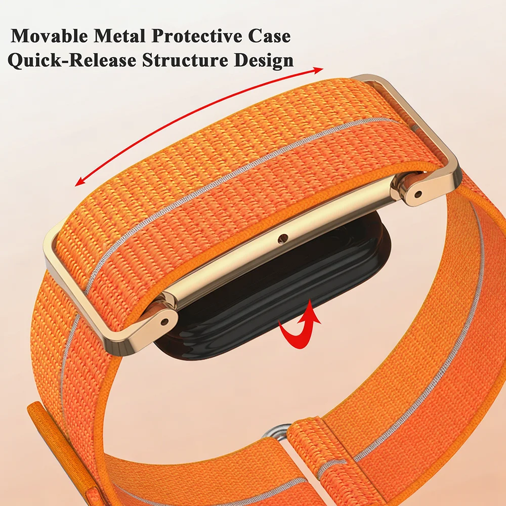Metal Protective Case Nylon Strap For Google Fitbit Air Ultra-Slim Feather-Light Breathable Quick Release Replacement Wrist Band