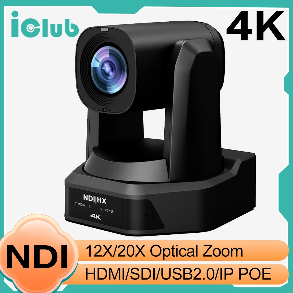 4k Video Live Streaming Camera NDI PTZ Camera 12x 20x Zoom Ai Auto Tracking Ptz Broadcasting Camera with SDI HDMI USB3.0 IP POE