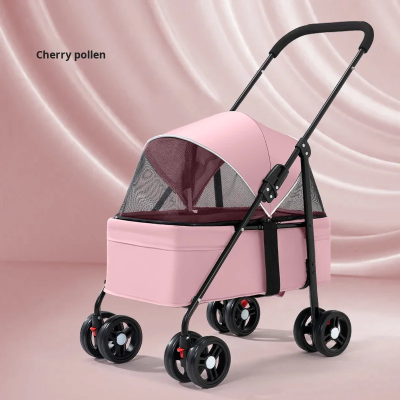

Luxury Large Four-wheel Pet Stroller Small/Medium Dogs Eco-friendly Comfortable Lightweight Foldable Detachable Oxford Material