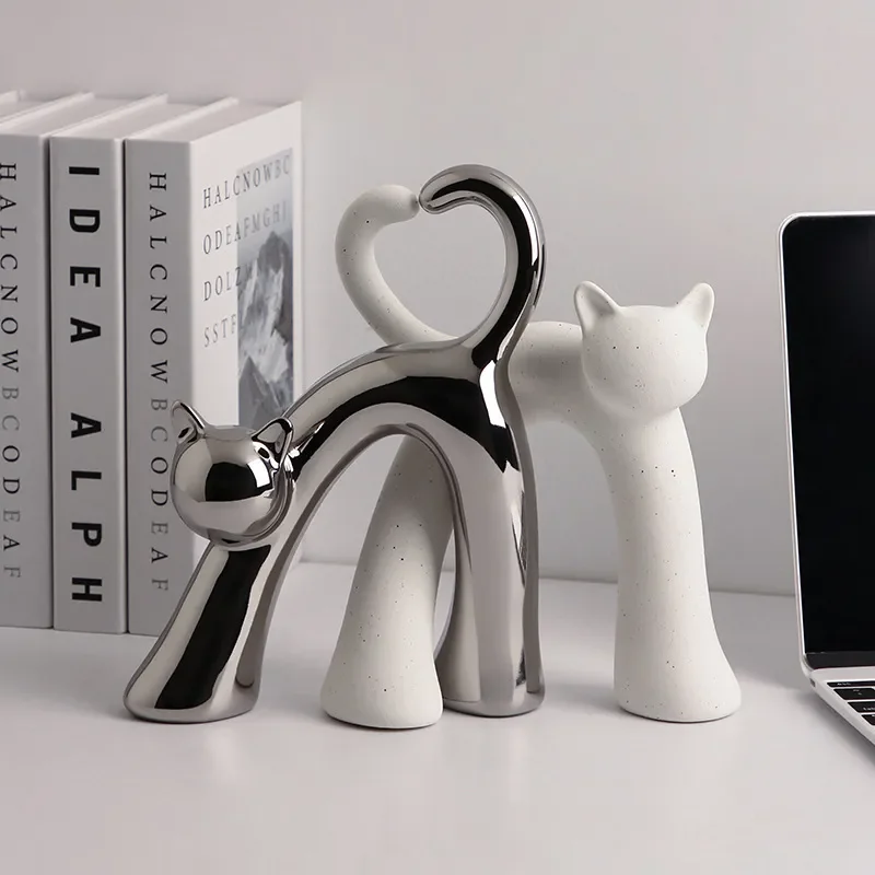 Creative Cat Figurine Luxury Home Decor Ornament for Wine Cabinet TV Stand Living Room Desktop Animal Statue Wholesale Gift