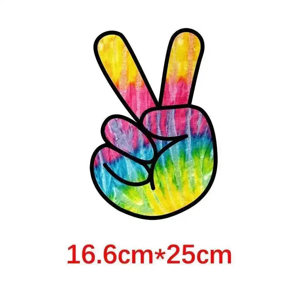 25cm Love Peace Yeah Gesture Iron On Heat Transfer Stickers For Kids Clothes T-shirt Iron-On Transfers Vinyl Appliques