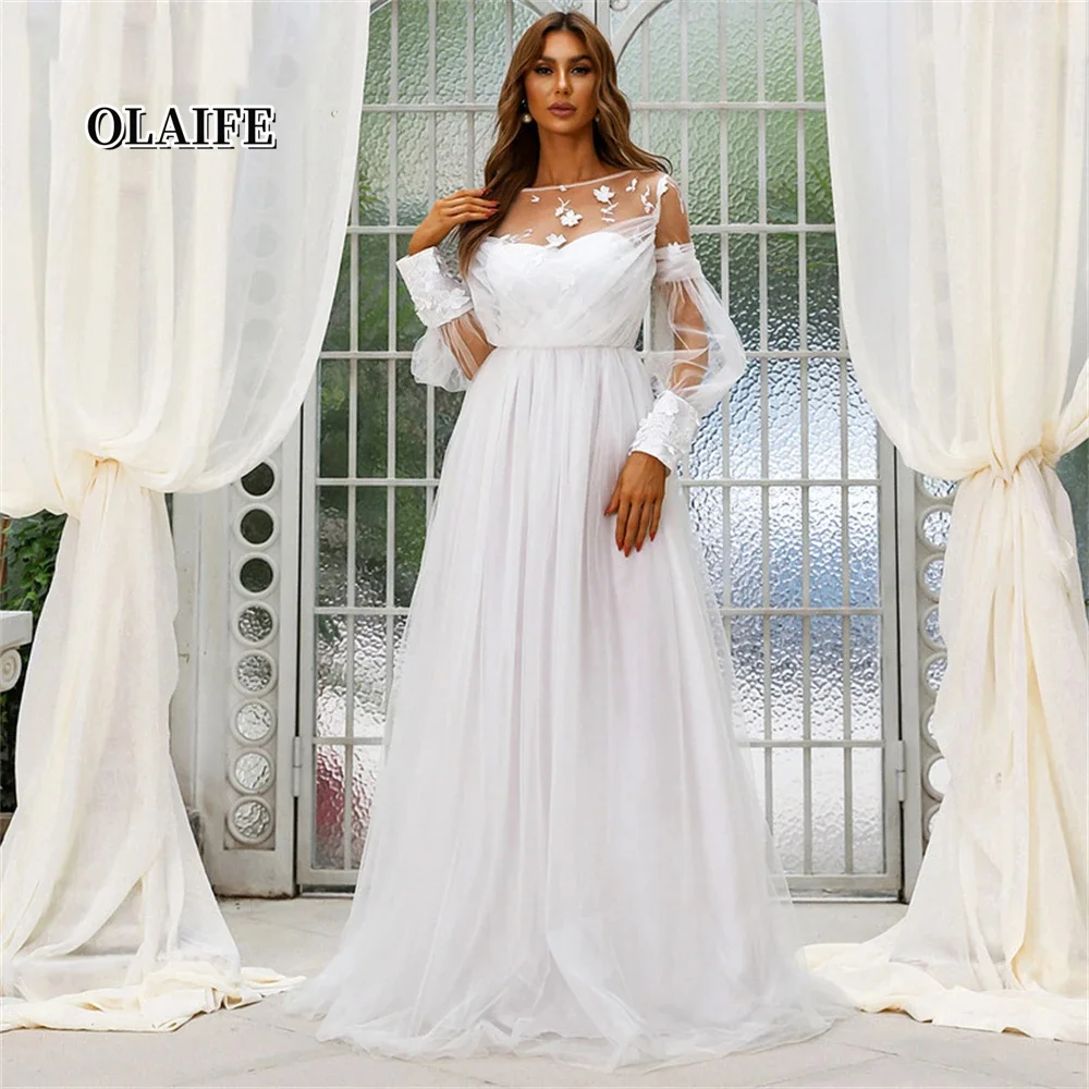 A-line Evening Dress Long-sleeved Invisible Sweetheart Neckline Wedding Dress Bridesmaid Dress Ladies Dress Vestidos De Fiesta